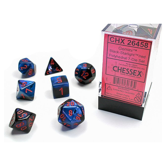 Gemini® Polyhedral Black-Starlight/red 7-Die set