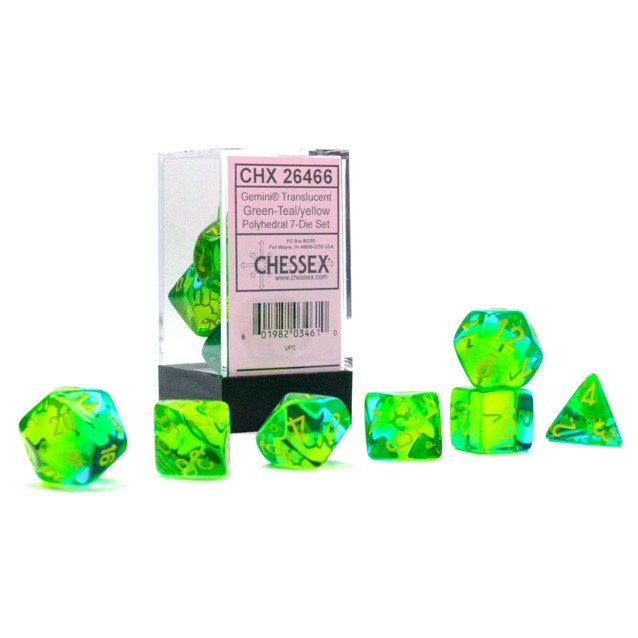 7-Set Cube Gemini Translucent Green-Teal/Yellow