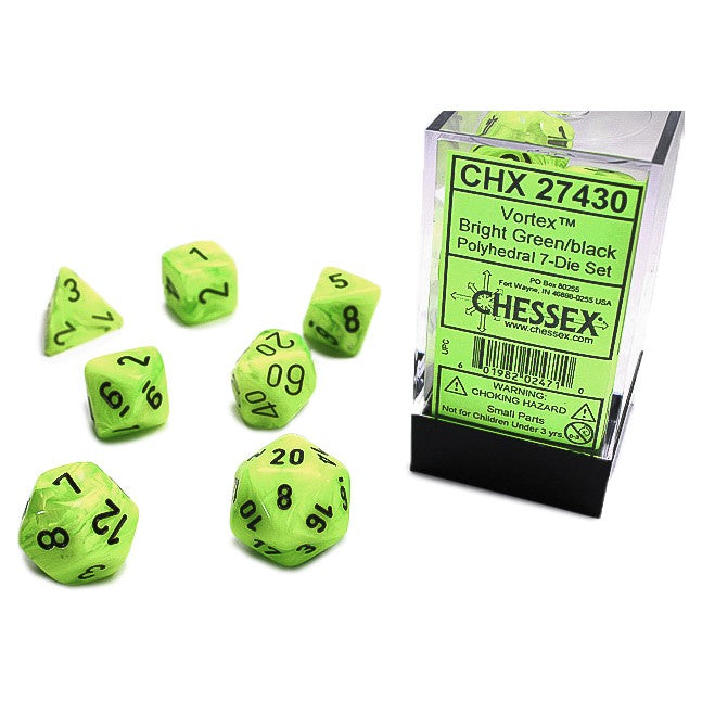 Vortex® Polyhedral Bright Green/black 7-Die set
