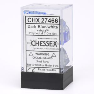 Chessex: Nebula - Dark Blue/White - Polyhedral 7-Die Set (CHX27466)