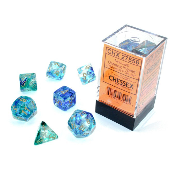 Nebula® Polyhedral Oceanic/gold Luminary™ 7-Die set