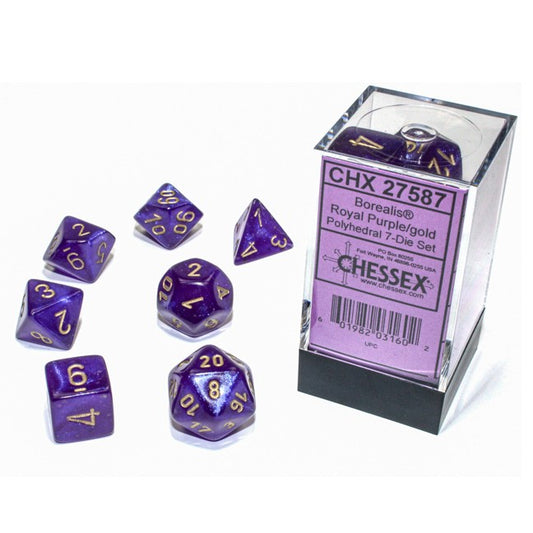 Borealis® Polyhedral Royal Purple/gold Luminary™ 7-Die set