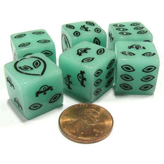 d6 Cube 16mm Glow-in-the-Dark Alien (12)