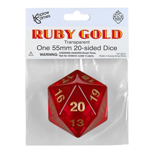 D20 Translucent 55mm Countdown Ruby/Gold