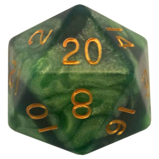 d20 Single 35mm Mega Green-LightGreen/Gold