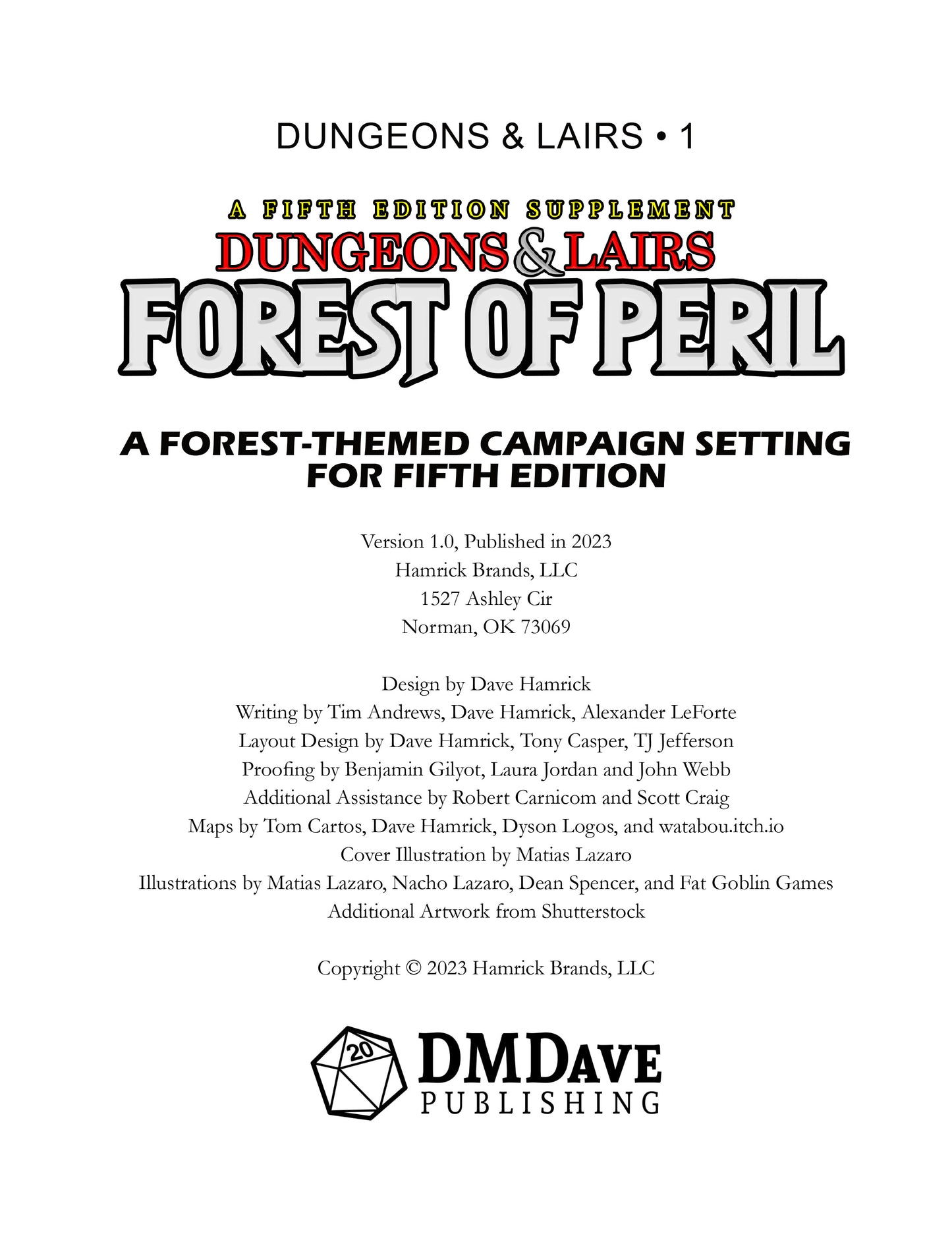 Dungeons & Lairs 1: Forest of Peril Softcover and PDF